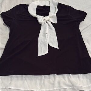 Adrianna Papell Black Blouse with White Accents